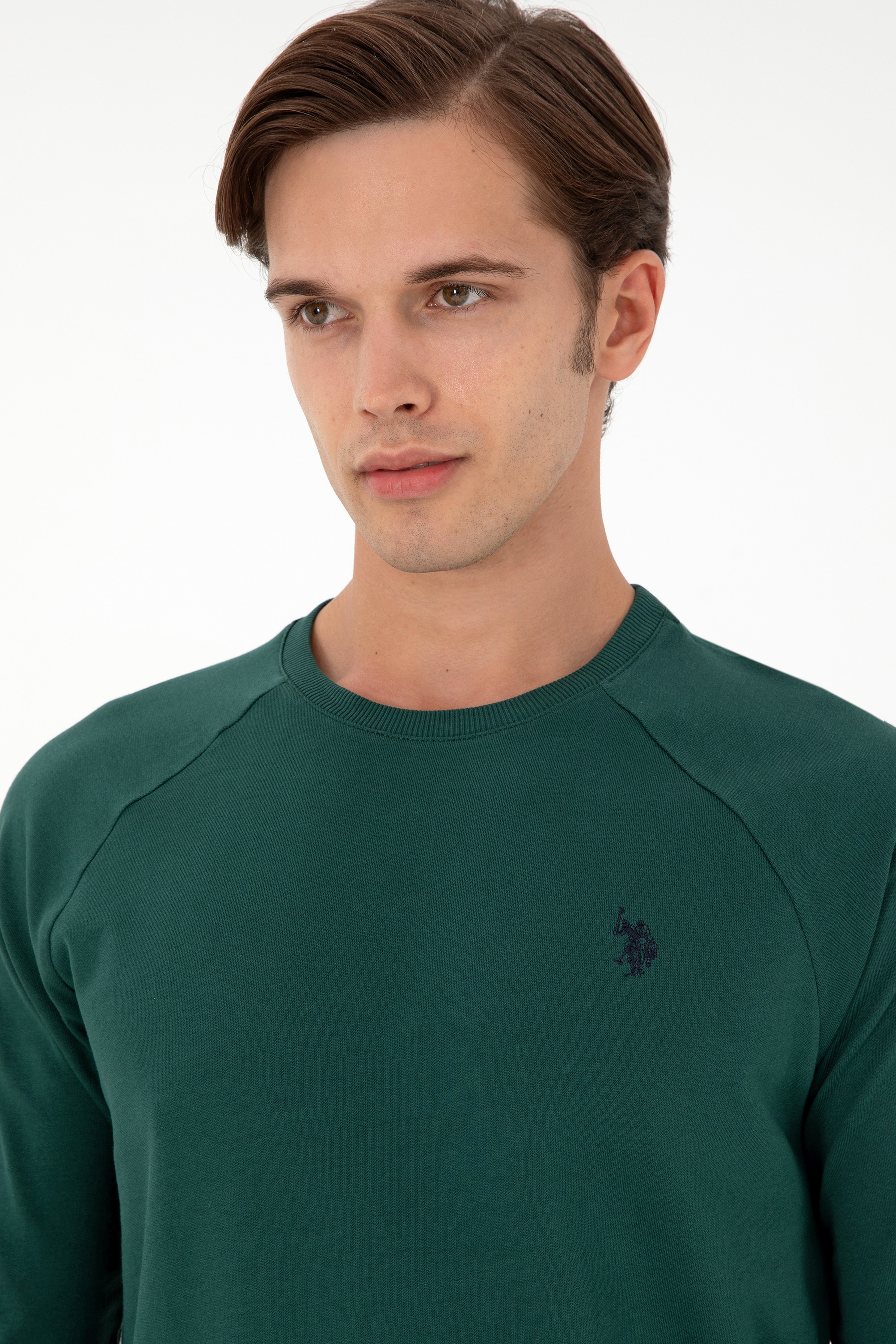 Erkek Koyu Yeşil Basic Sweatshirt - Image 2