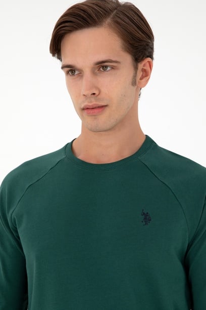 Erkek Koyu Yeşil Basic Sweatshirt