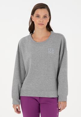 Kadın Gri Melanj Basic Bisiklet Yaka Sweatshirt - 50296919028