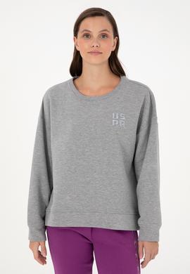 Kadın Gri Melanj Basic Bisiklet Yaka Sweatshirt - 50296919028