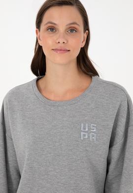 Kadın Gri Melanj Basic Bisiklet Yaka Sweatshirt - 50296919028