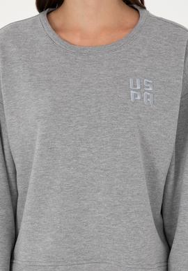 Kadın Gri Melanj Basic Bisiklet Yaka Sweatshirt - 50296919028