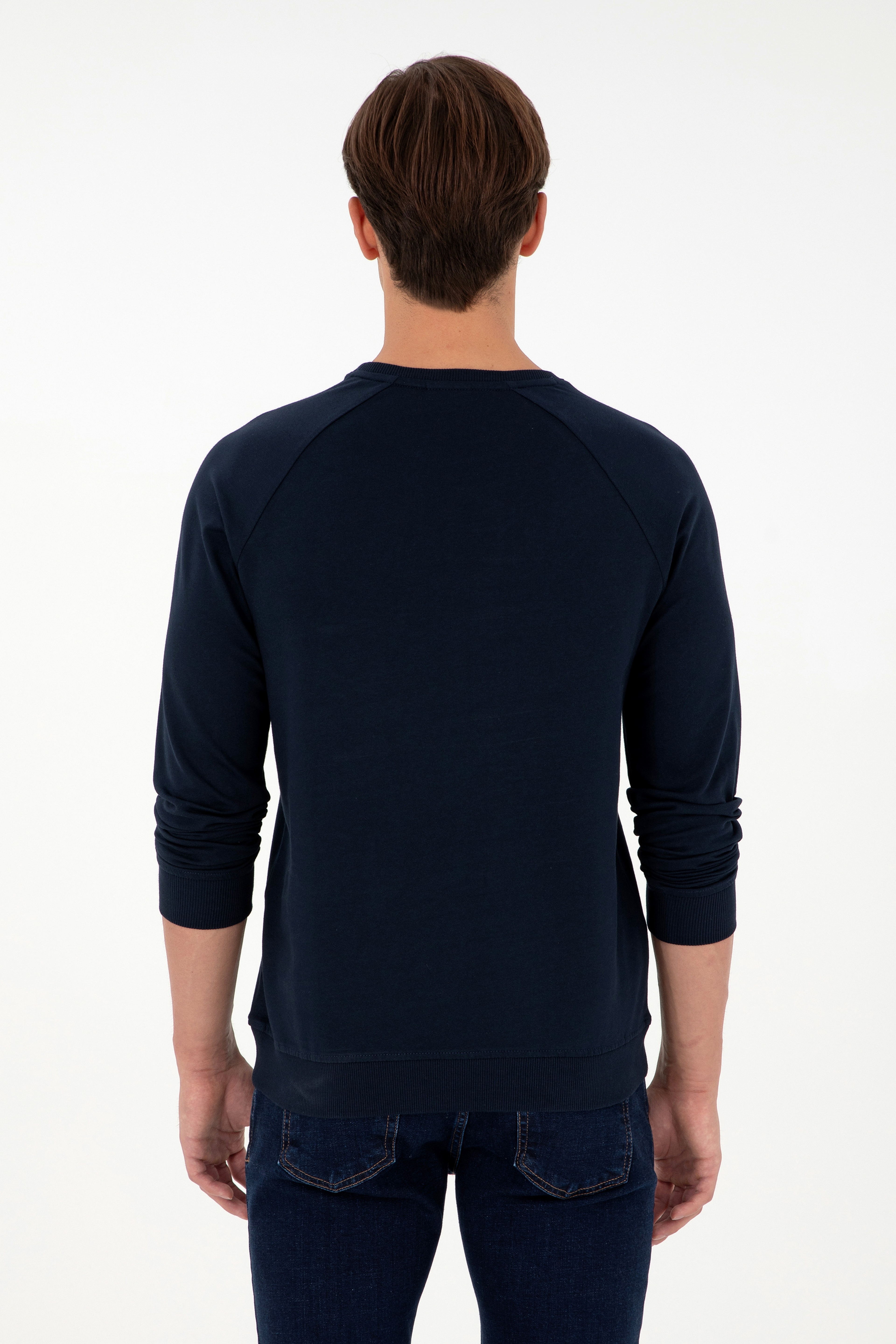 Erkek Lacivert Basic Sweatshirt - Image 5
