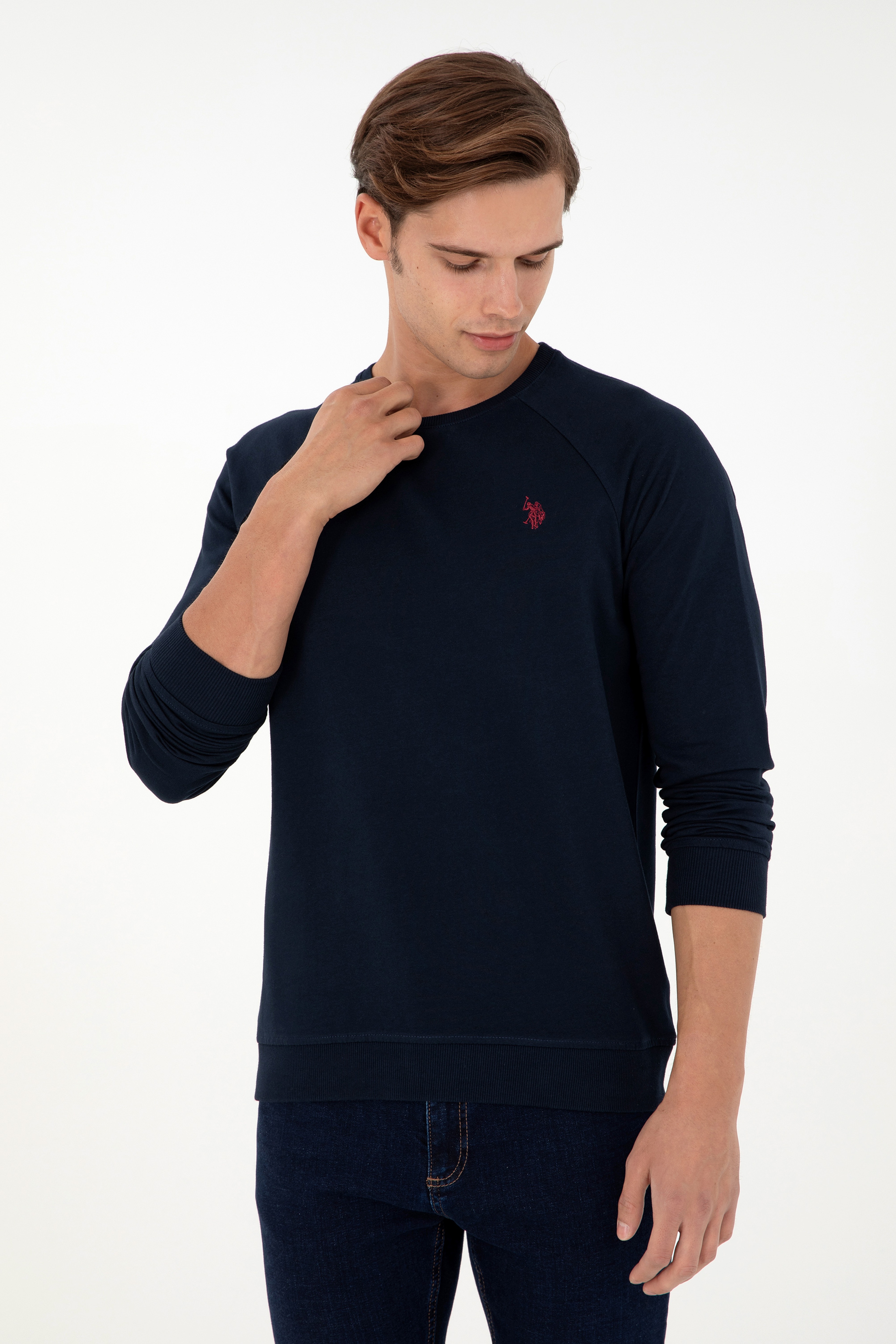Erkek Lacivert Basic Sweatshirt - Image 3