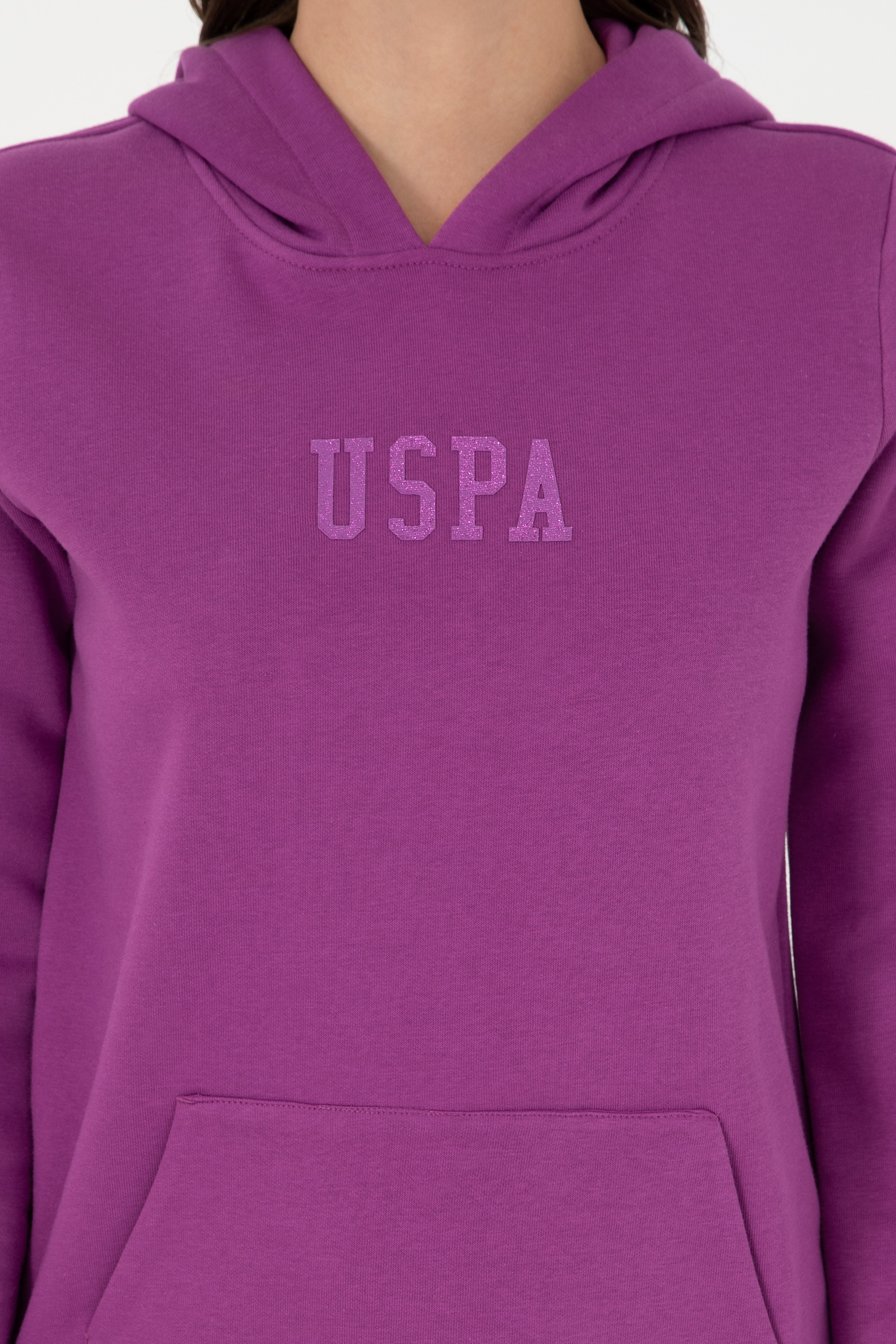 Kadın Menekşe Basic Kapüşonlu Sweatshirt - Image 6
