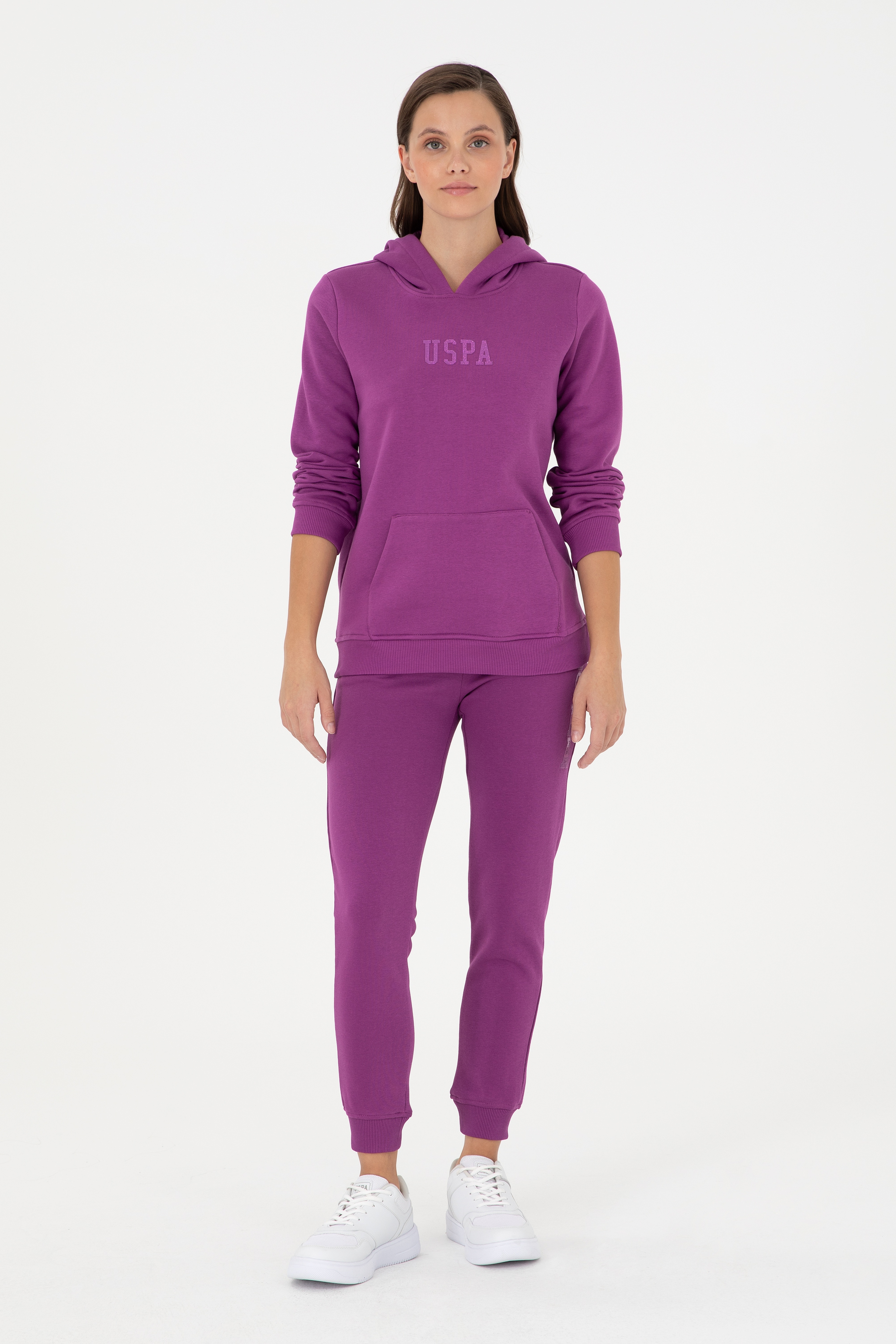 Kadın Menekşe Basic Kapüşonlu Sweatshirt - Image 4