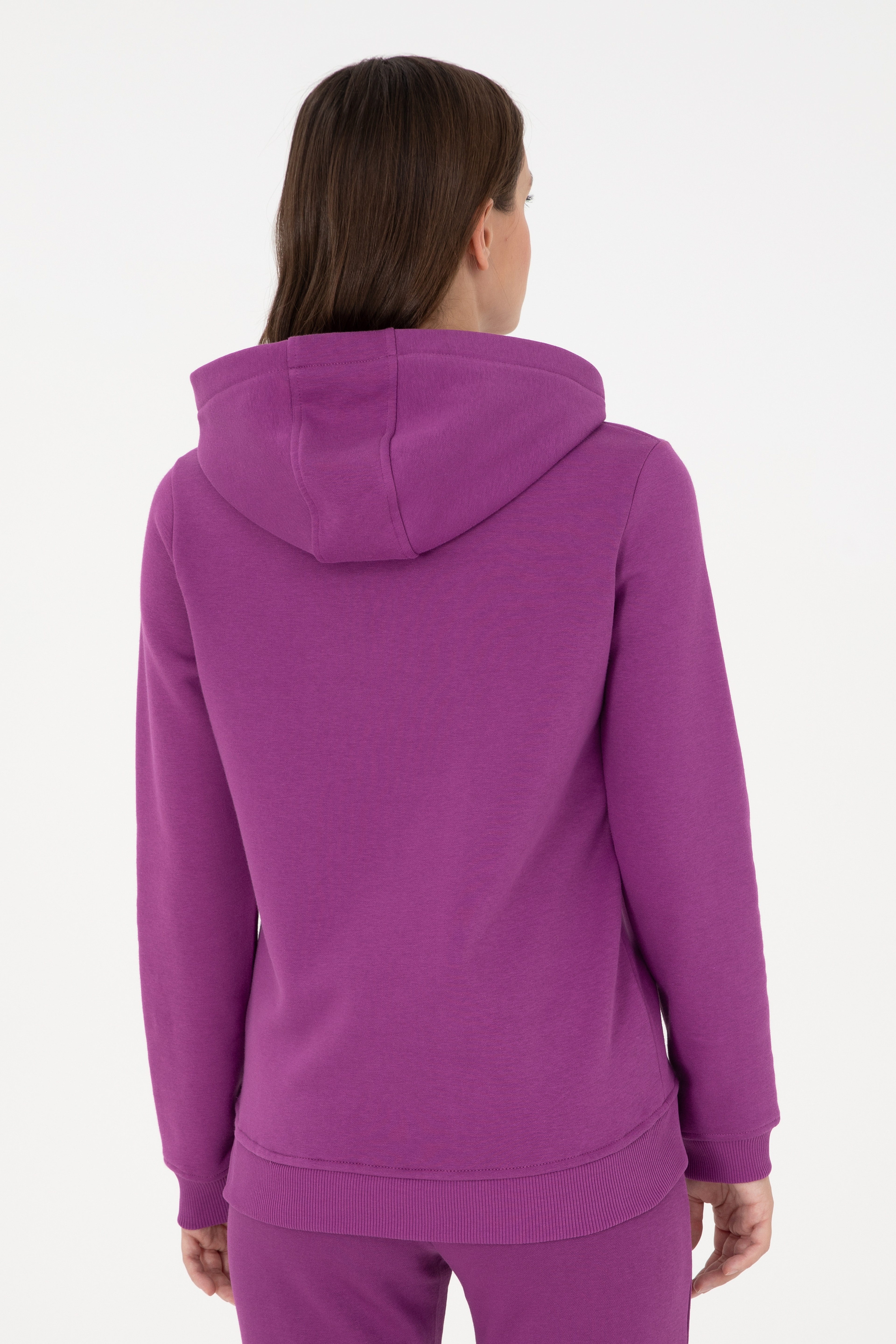 Kadın Menekşe Basic Kapüşonlu Sweatshirt - Image 5