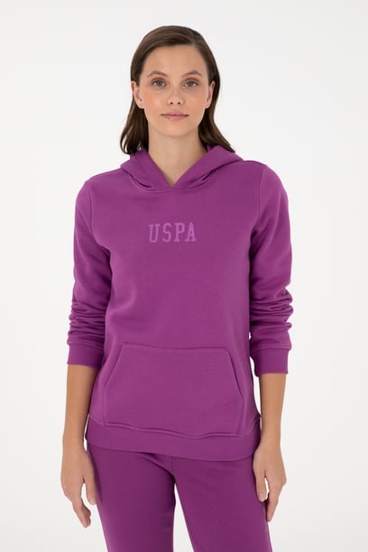 Kadın Menekşe Basic Kapüşonlu Sweatshirt