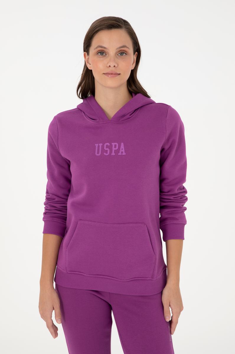 Kadın Menekşe Basic Kapüşonlu Sweatshirt