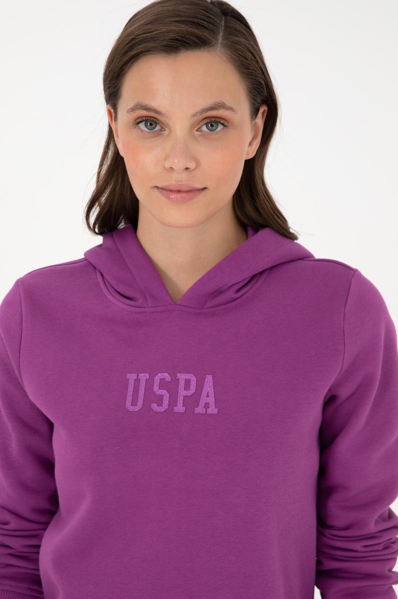 Kadın Menekşe Basic Kapüşonlu Sweatshirt