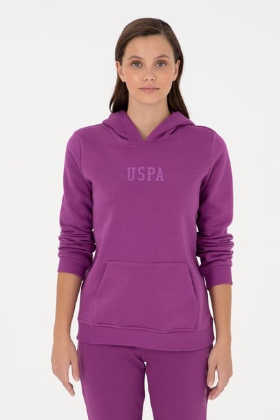 Kadın Menekşe Basic Kapüşonlu Sweatshirt