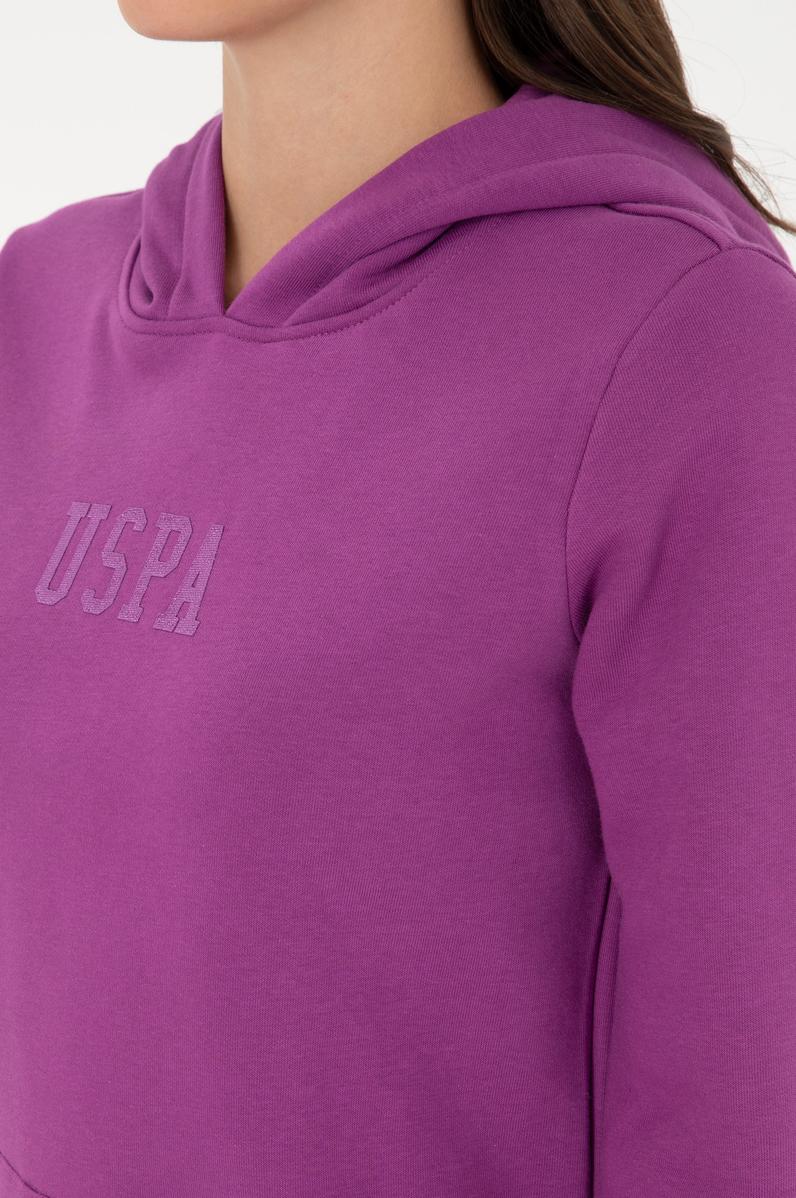 Kadın Menekşe Basic Kapüşonlu Sweatshirt