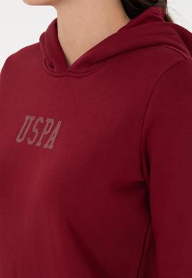 Kadın Bordo Basic Kapüşonlu Sweatshirt - 50289536015