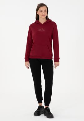 Kadın Bordo Basic Kapüşonlu Sweatshirt - 50289536015