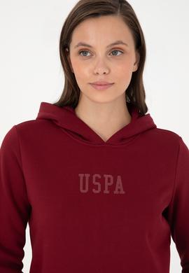 Kadın Bordo Basic Kapüşonlu Sweatshirt - 50289536015