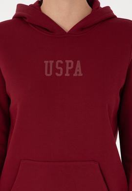 Kadın Bordo Basic Kapüşonlu Sweatshirt - 50289536015