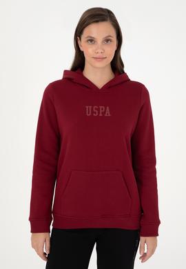Kadın Bordo Basic Kapüşonlu Sweatshirt - 50289536015