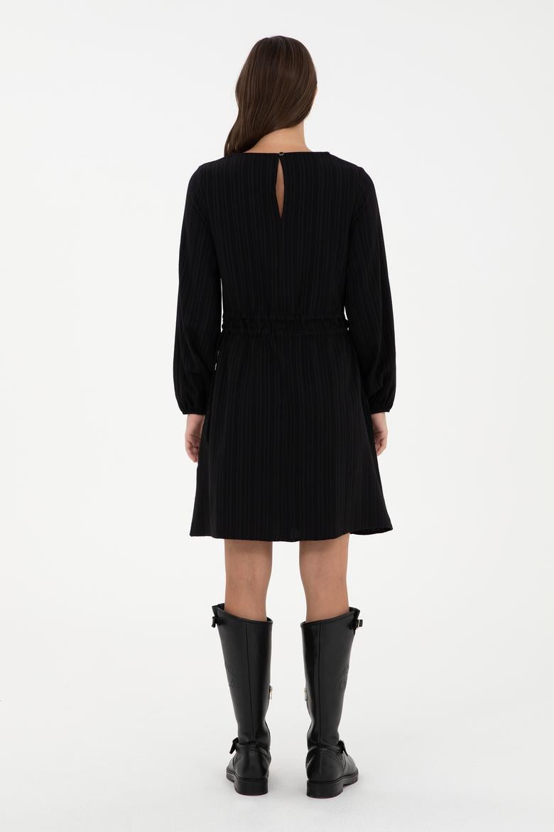 Kadın Siyah Mini Boy Dokuma Elbise - 50289860013