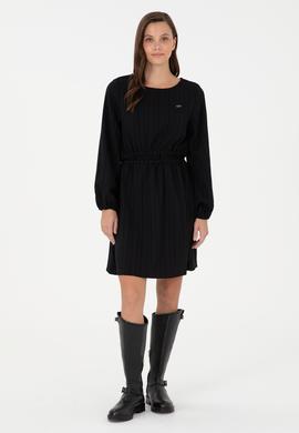Kadın Siyah Mini Boy Dokuma Elbise - 50289860013