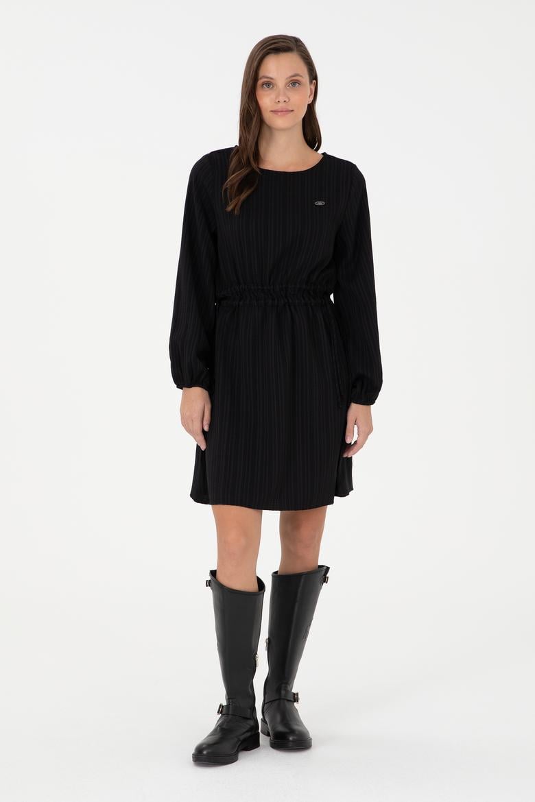 Kadın Siyah Mini Boy Dokuma Elbise