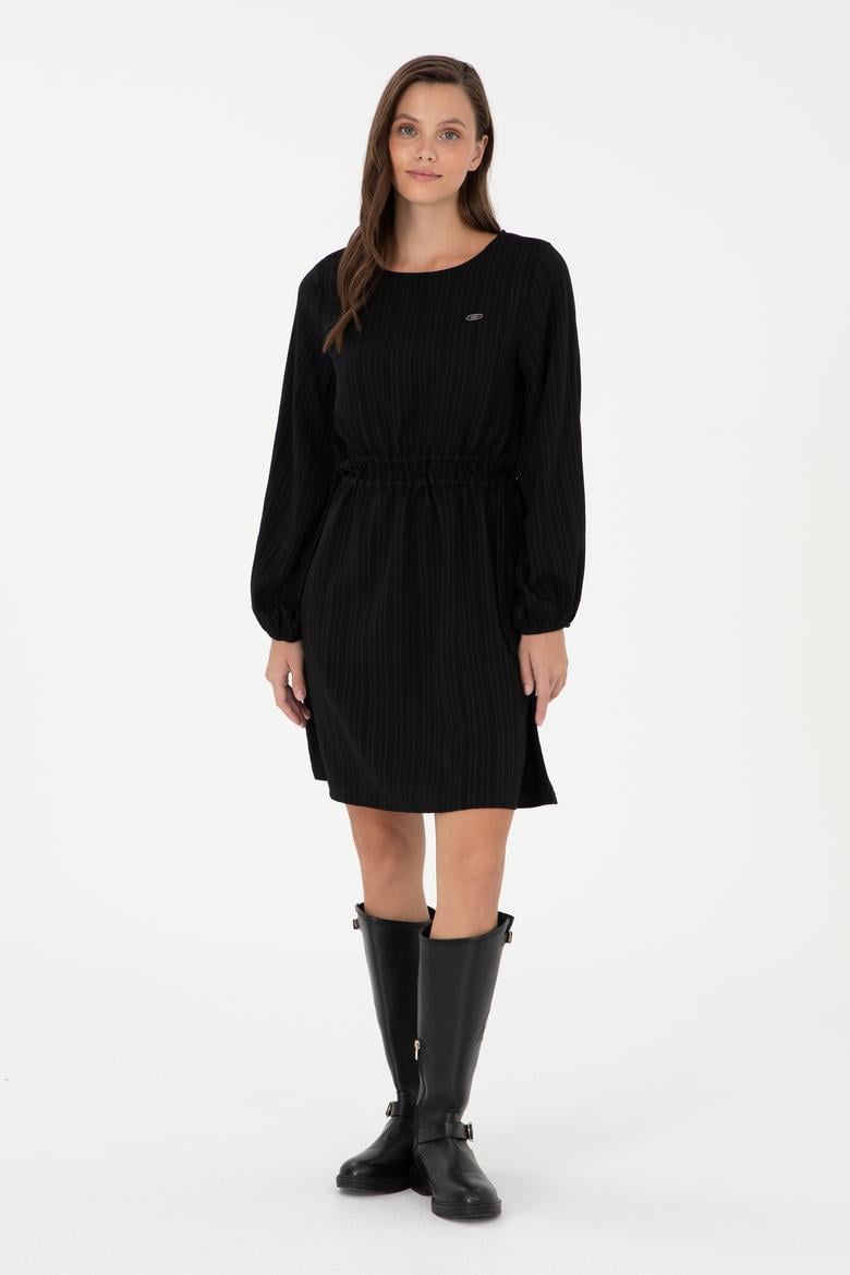 Kadın Siyah Mini Boy Dokuma Elbise - 50289860013