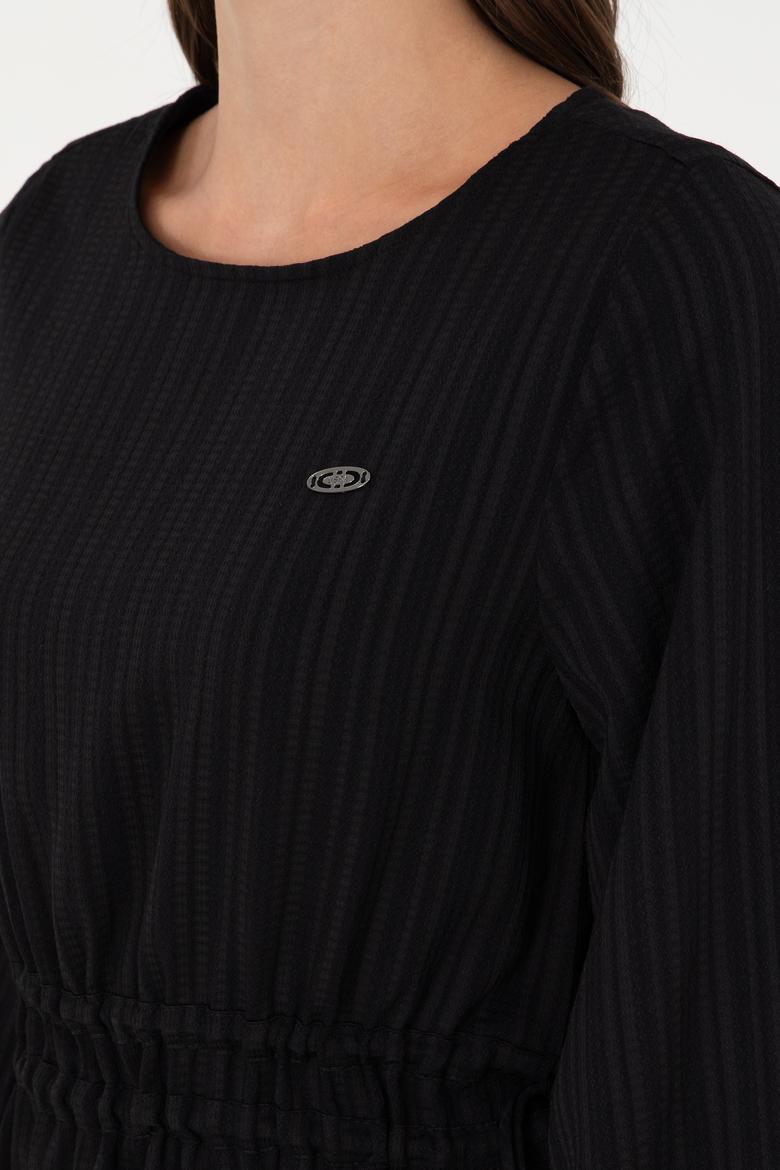 Kadın Siyah Mini Boy Dokuma Elbise - 50289860013