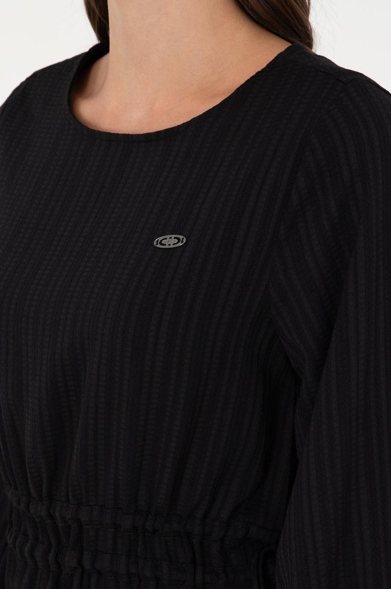 Kadın Siyah Mini Boy Dokuma Elbise