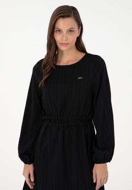 Kadın Siyah Mini Boy Dokuma Elbise - 50289860013