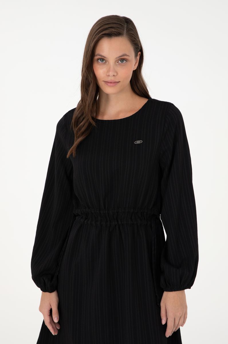 Kadın Siyah Mini Boy Dokuma Elbise