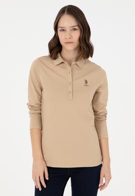 Kadın Kum Basic Polo Yaka Sweatshirt - 50289541134