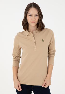 Kadın Kum Basic Polo Yaka Sweatshirt - 50289541134