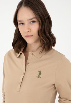 Kadın Kum Basic Polo Yaka Sweatshirt - 50289541134