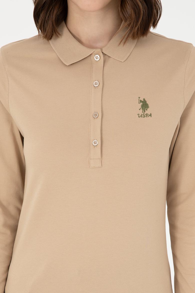 Kadın Kum Basic Polo Yaka Sweatshirt - 50289541134