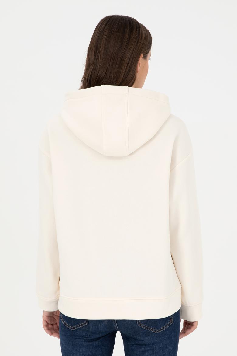 Kadın Krem Kapüşonlu Sweatshirt - 50298586007