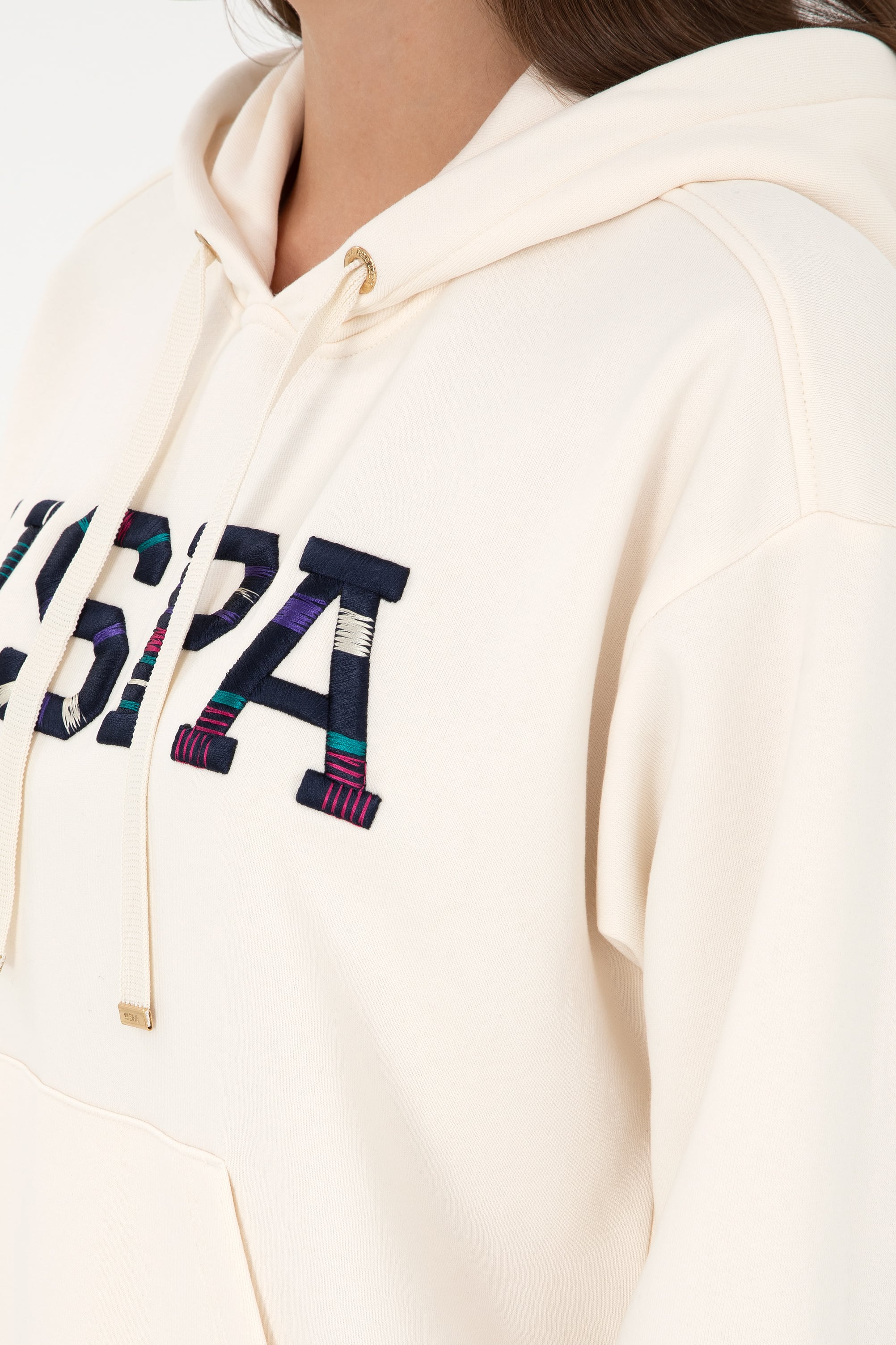 Kadın Krem Kapüşonlu Sweatshirt