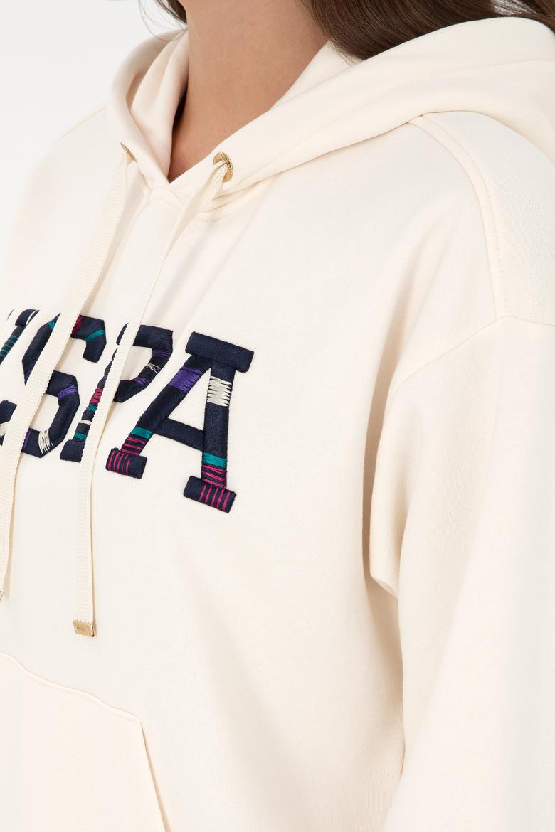 Kadın Krem Kapüşonlu Sweatshirt - 50298586007