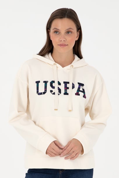 Kadın Krem Kapüşonlu Sweatshirt