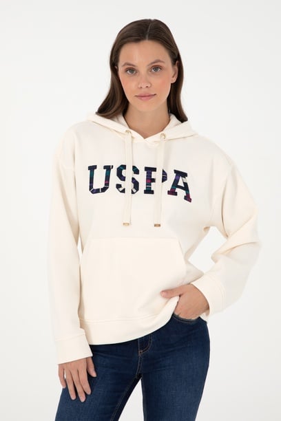 Kadın Krem Kapüşonlu Sweatshirt