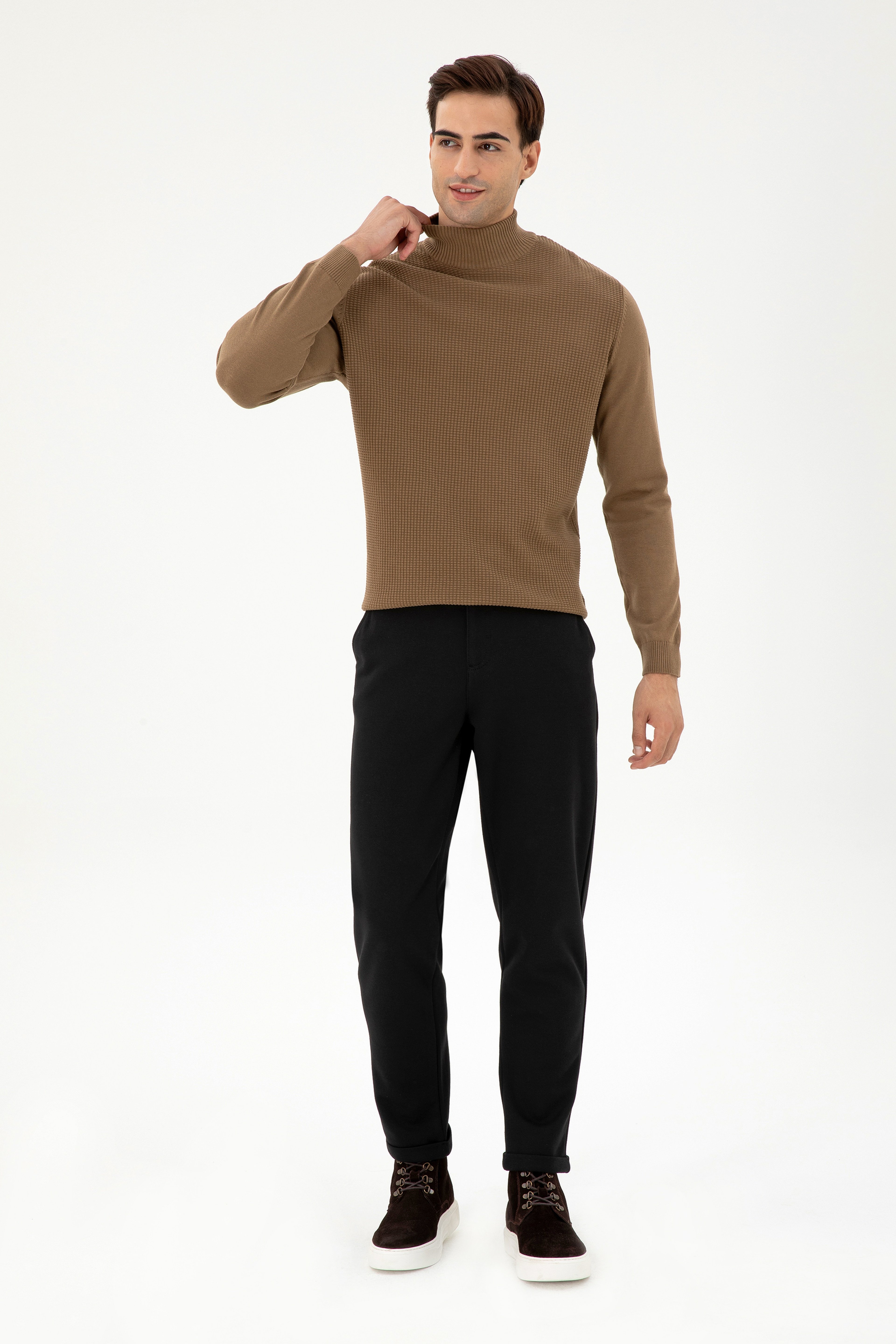 Erkek Carrot Fit Siyah Kanvas Pantolon - Image 3
