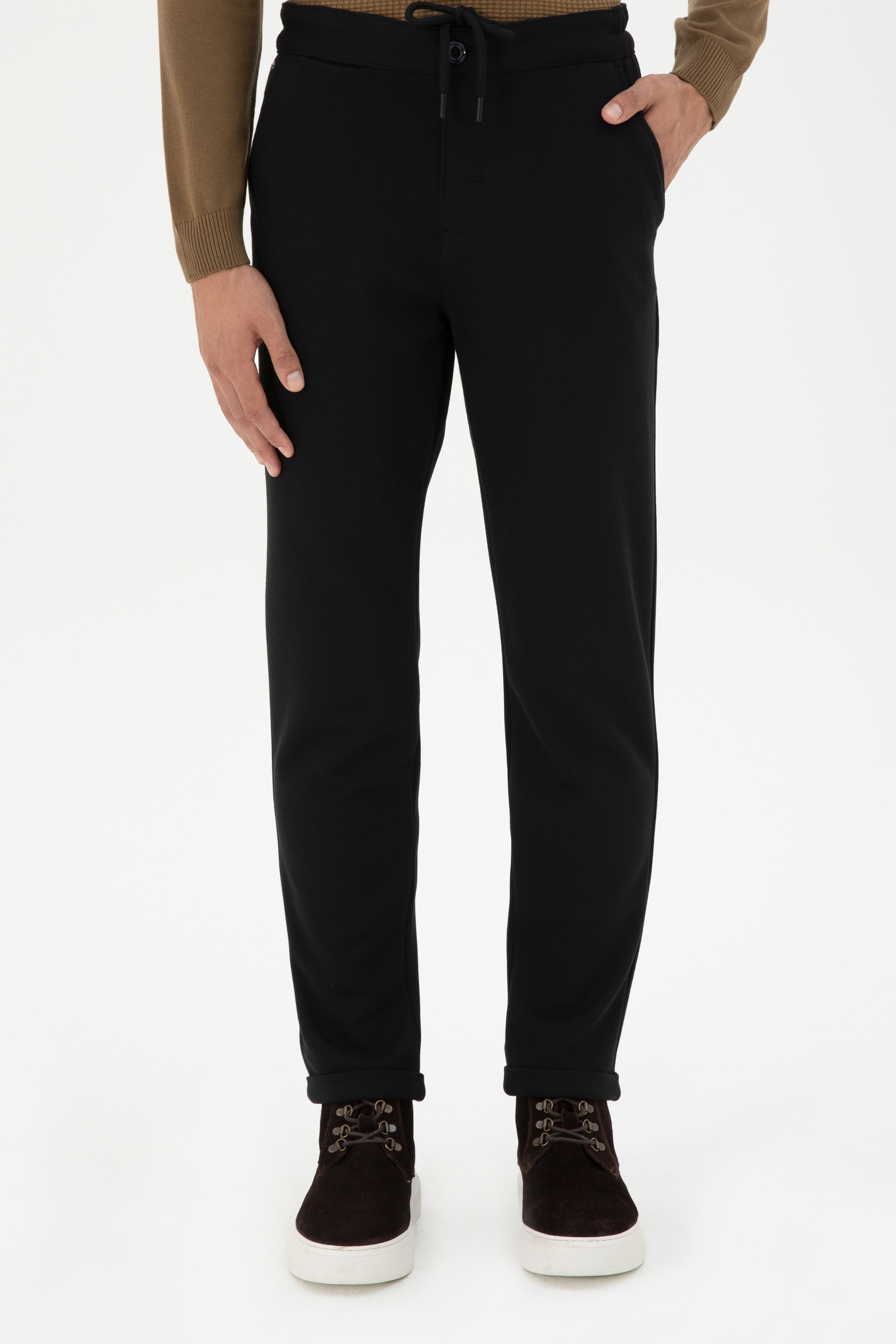 Erkek Carrot Fit Siyah Kanvas Pantolon - Image 2