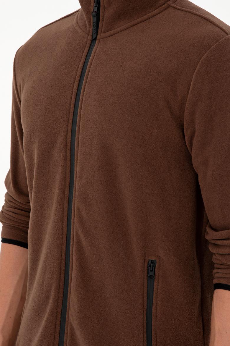 Erkek Kahverengi Basic Polar Hırka - 50298066067