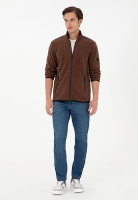 Erkek Kahverengi Basic Polar Hırka - 50298066067