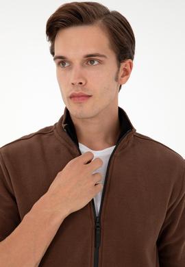 Erkek Kahverengi Basic Polar Hırka - 50298066067