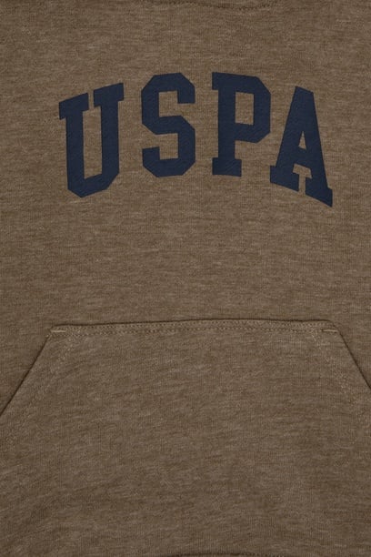 Erkek Çocuk Haki Basic Kapüşonlu Sweatshirt