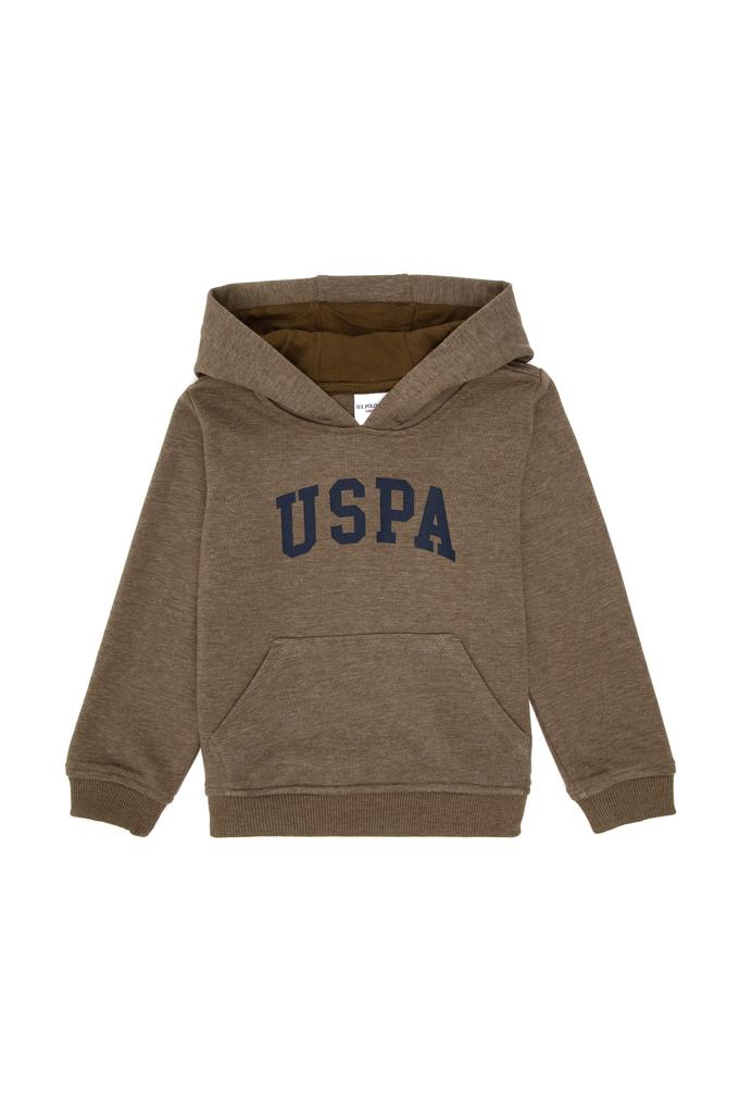Erkek Çocuk Haki Basic Kapüşonlu Sweatshirt