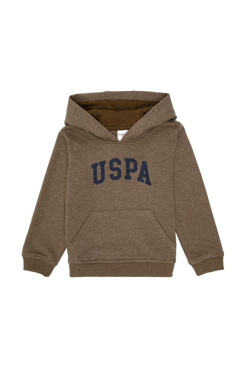 Erkek Çocuk Haki Basic Kapüşonlu Sweatshirt