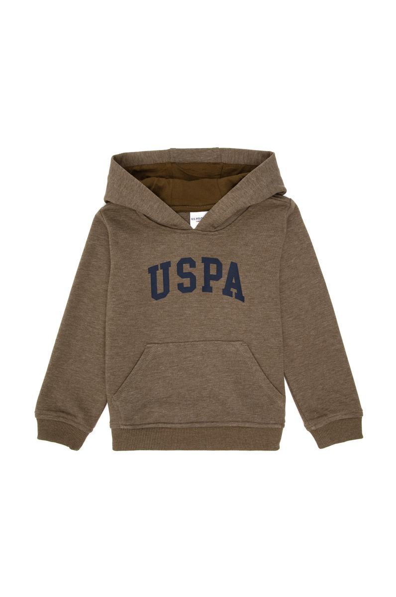 Erkek Çocuk Haki Basic Kapüşonlu Sweatshirt