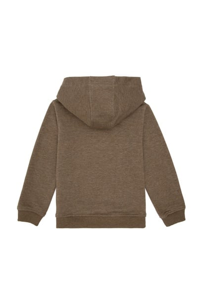 Erkek Çocuk Haki Basic Kapüşonlu Sweatshirt