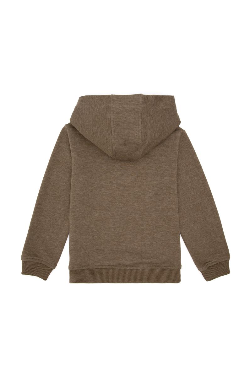 Erkek Çocuk Haki Basic Kapüşonlu Sweatshirt