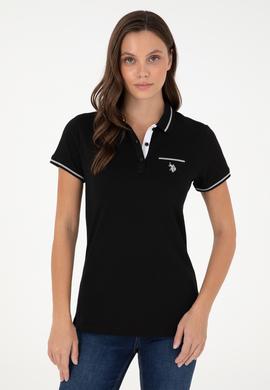 Kadın Siyah Polo Yaka Tişört - 50280039014